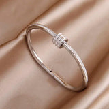 Stainless Steel Crystal Charm Bracelet for Women