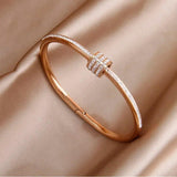 Stainless Steel Crystal Charm Bracelet for Women