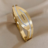 Stainless Steel Cuff Bracelet Bangle with Rhinestone Heart Charm Gift