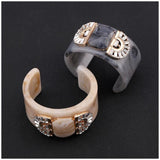 Resin Cuff Bracelet Crystal Inlaid Wide Bangle