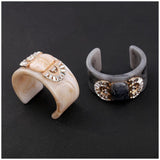 Resin Cuff Bracelet Crystal Inlaid Wide Bangle