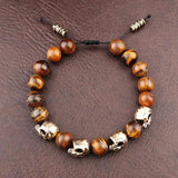 Vintage Agate Skull Bracelet Men's Gothic Punk Adjustable