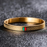 Hot Green Red Charm Bangles for Women Men Couple Stainless Steel Jewelry Gift