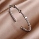 Geometric Stainless Steel Charm Bracelet for Women