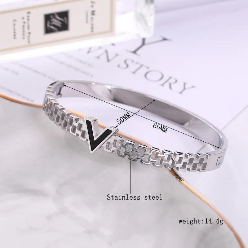 Stainless Steel Bangles Bracelets 18K Plated Wedding Jewelry