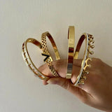 Stainless Steel Bangles Bracelets 18K Plated Wedding Jewelry