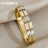 Stainless Steel Unusual Bangles 18K Plate Waterproof Jewelry