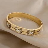 Stainless Steel Unusual Bangles 18K Plate Waterproof Jewelry