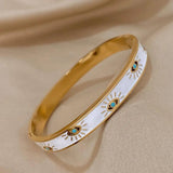 316L Stainless Steel Devil Eye Charm Enamel Bangle Bracelet for Women