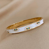 316L Stainless Steel Devil Eye Charm Enamel Bangle Bracelet for Women
