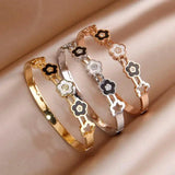 Flower Charm Bracelet Roman Hollow Stainless Steel Jewelry Gift