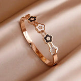 Flower Charm Bracelet Roman Hollow Stainless Steel Jewelry Gift