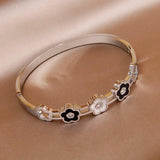 Flower Charm Bracelet Roman Hollow Stainless Steel Jewelry Gift
