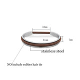C-Shaped Stainless Steel Bracelet with Rubber Band