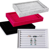 Velvet Stackable Jewelry Display Tray Grid Slot Pallet Organizer
