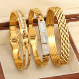Zircon Stackable Stainless Steel Bangle Bracelet for Women