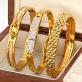 Zircon Stackable Stainless Steel Bangle Bracelet for Women