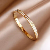 Classic Stainless Steel Roman Crystal Charm Bracelet for Women