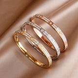 Classic Stainless Steel Roman Crystal Charm Bracelet for Women