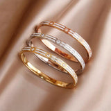 Classic Stainless Steel Roman Crystal Charm Bracelet for Women