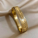 Chunky Wheat Ears Wide Steel Bangle Bracelets for Women