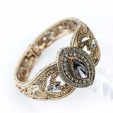 Vintage Gray Crystal Bangle, Antique Charm Bracelet for Women