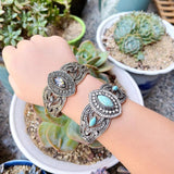 Vintage Gray Crystal Bangle, Antique Charm Bracelet for Women