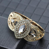 Vintage Gray Crystal Bangle, Antique Charm Bracelet for Women