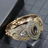Vintage Gray Crystal Bangle, Antique Charm Bracelet for Women