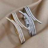 Stainless Steel Inlaid Rhinestone Cuff Bangles for Women