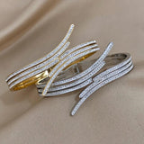 Stainless Steel Inlaid Rhinestone Cuff Bangles for Women