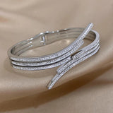 Stainless Steel Inlaid Rhinestone Cuff Bangles for Women