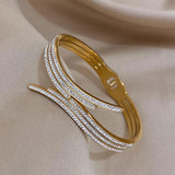 Stainless Steel Inlaid Rhinestone Cuff Bangles for Women