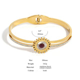 Zircon Geometric Stainless Steel Bangles Bracelets with Purple Stone Charm