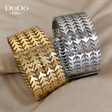 Leaf Arrow Stainless Steel Wide Cuff Bangles Bracelets for Women Men