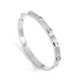 Charm Texture Bangles Bracelets Zircon Silver Women Gift