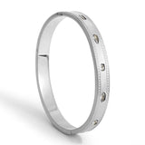 Charm Texture Bangles Bracelets Zircon Silver Women Gift