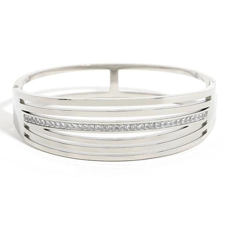 Stainless Steel Zircon Wide Cuff Bracelet for Women