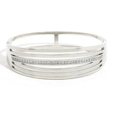 Stainless Steel Zircon Wide Cuff Bracelet for Women