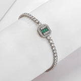 Copper Inlaid Zircon Bracelet Geometric Mosaic Bangle Wedding Jewelry
