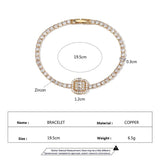 Copper Inlaid Zircon Bracelet Geometric Mosaic Bangle Wedding Jewelry
