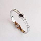 Stainless Steel B Charm Bracelet Crystal Wrist Jewelry Gift