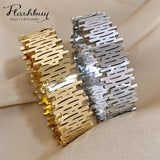 Chunky Wide Stainless Steel Bracelet Bangle Waterproof Jewelry