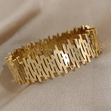 Chunky Wide Stainless Steel Bracelet Bangle Waterproof Jewelry