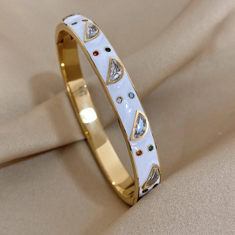 Titanium Steel Geometric Zircon Bracelet for Women