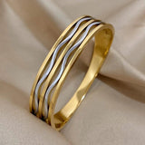 Silver Wave Stainless Steel Bracelet Bangle Charm