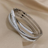 Stainless Steel Rhinestone Cuff Bangle Bracelet
