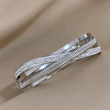 Stainless Steel Rhinestone Cuff Bangle Bracelet