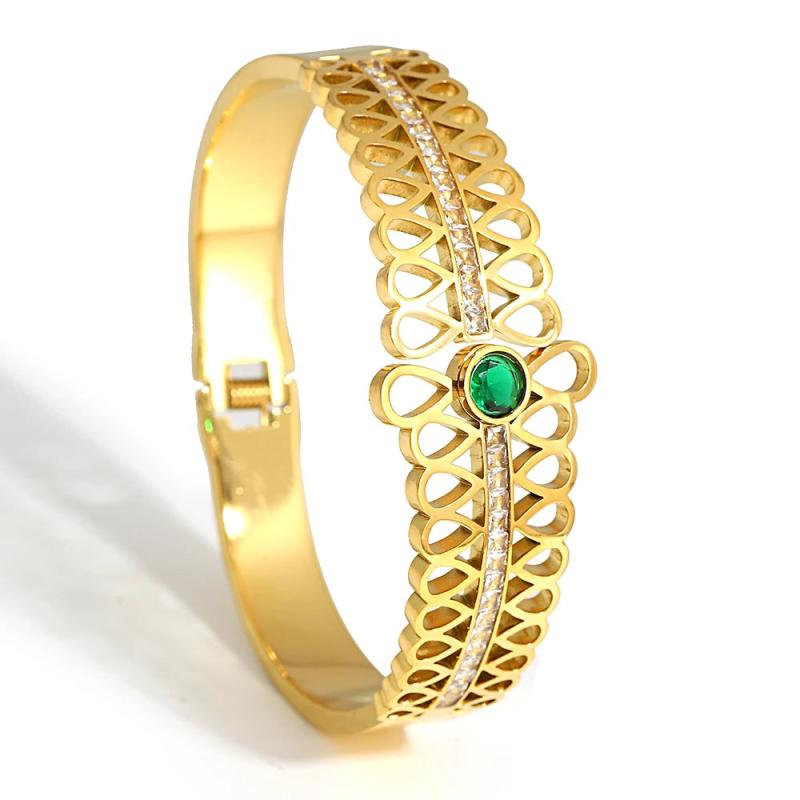 Zircon Charm Bracelet Stainless Steel Bangles