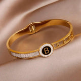 Vintage Stainless Steel Letter B Bracelet For Women
